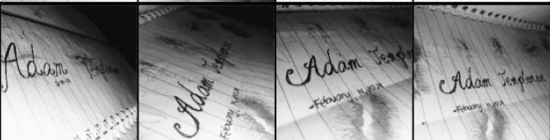 Handwritten Adam notes in a notebook
